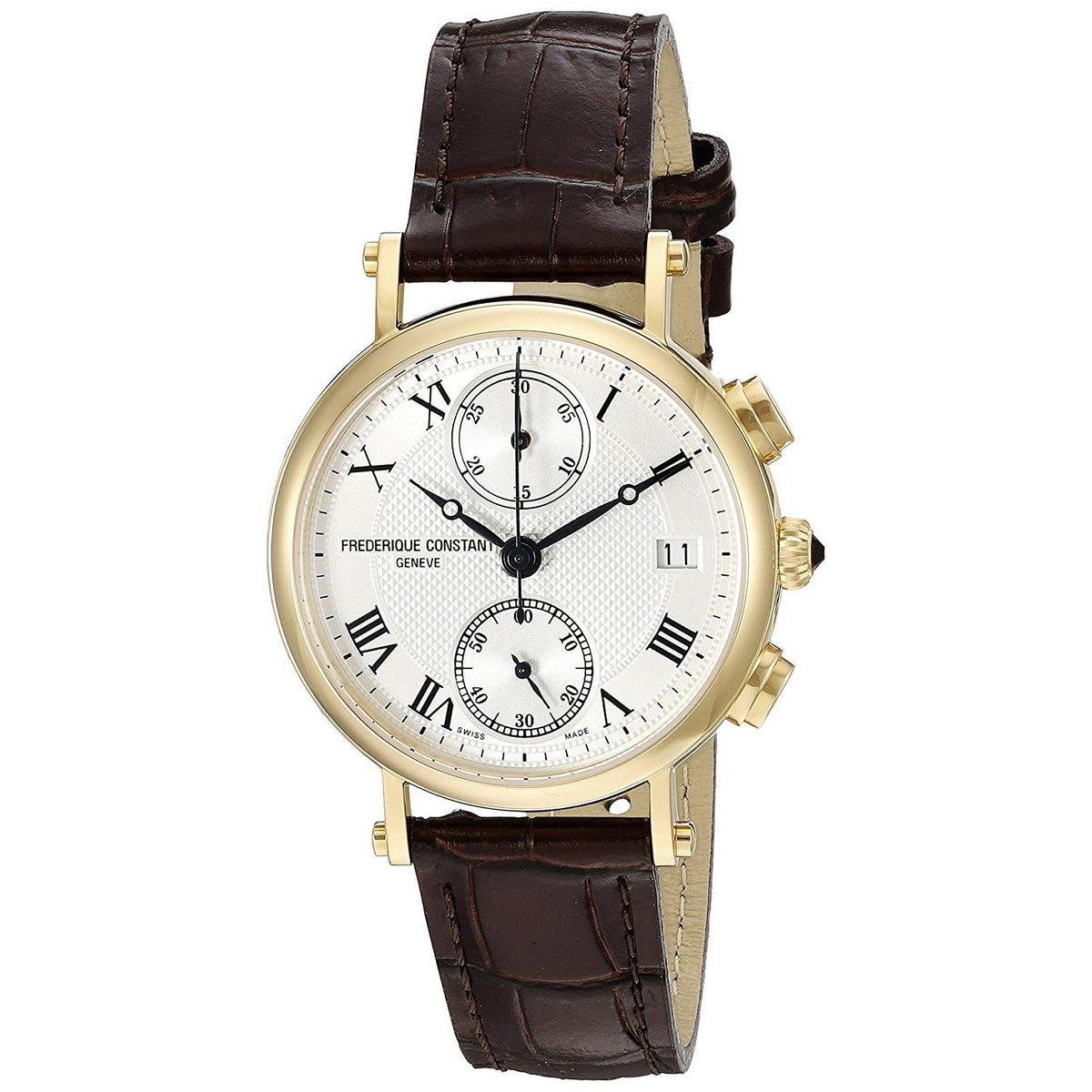 Frederique Constant Women&#39;s FC291MC2R5 Classic Chronograph Brown Leather Watch