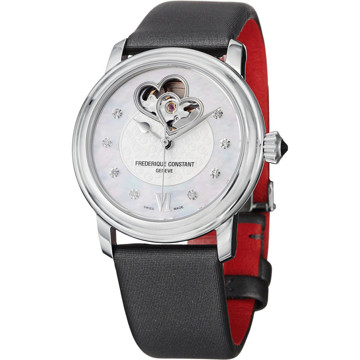 Frederique Constant Women's FC310WHF2P6 World Heart Federation Diamond Black Satin Watch