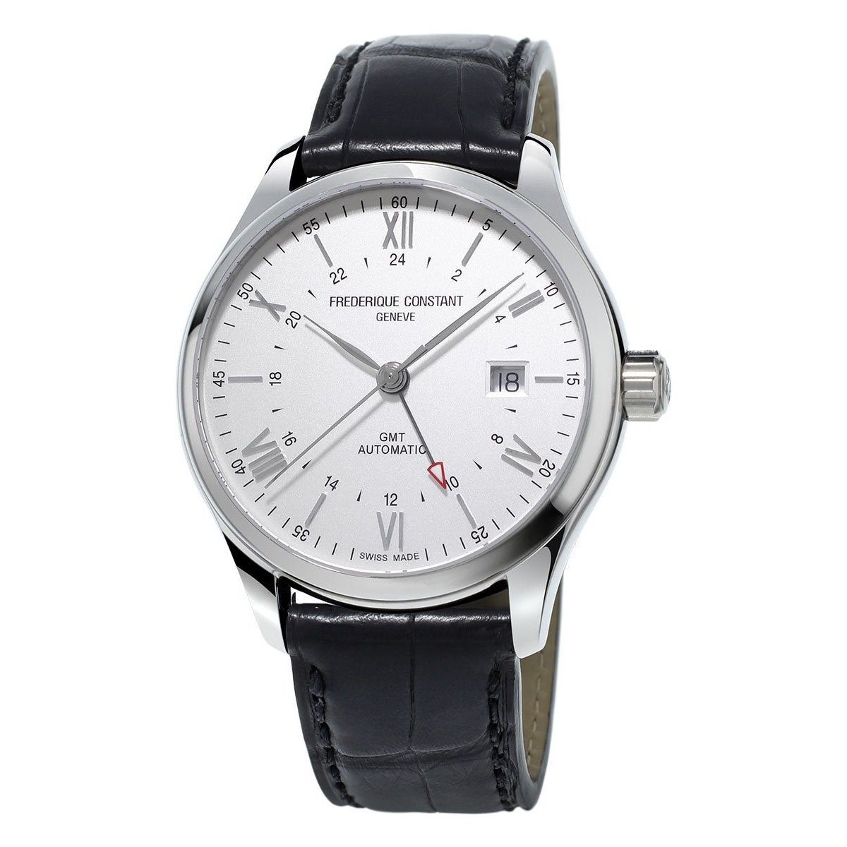 Frederique Constant Men's FC350S5B6 Classics GMT Automatic Black Leather Watch