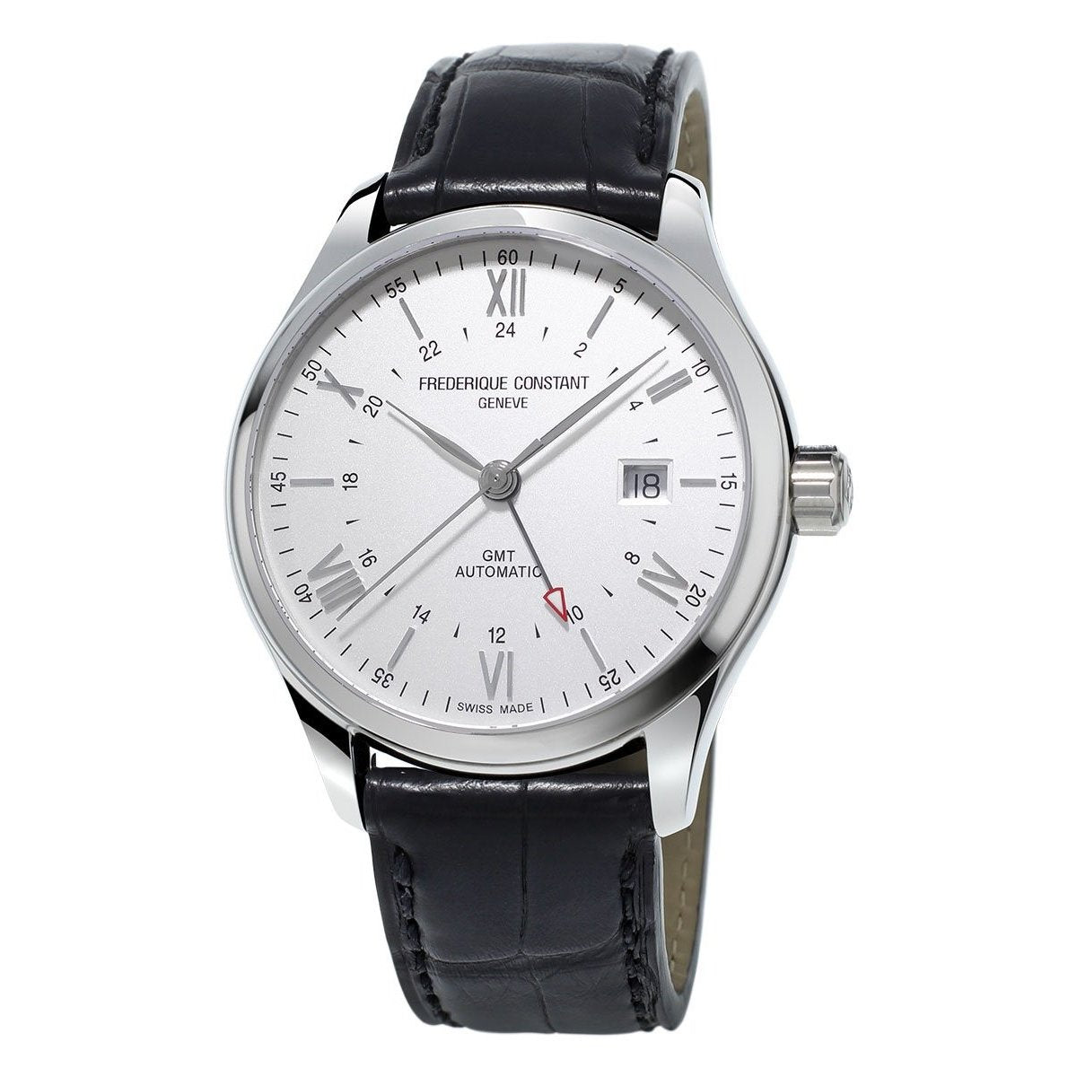Frederique Constant Men&#39;s FC350S5B6 Classics GMT Automatic Black Leather Watch