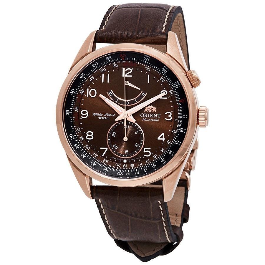 Orient Men&#39;s FFM03003T0 Power Reserve Automatic Brown Leather Watch
