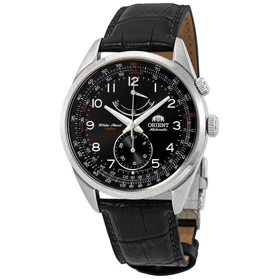 Orient Men&#39;s FFM03004B0 Power Reserve Automatic Black Leather Watch