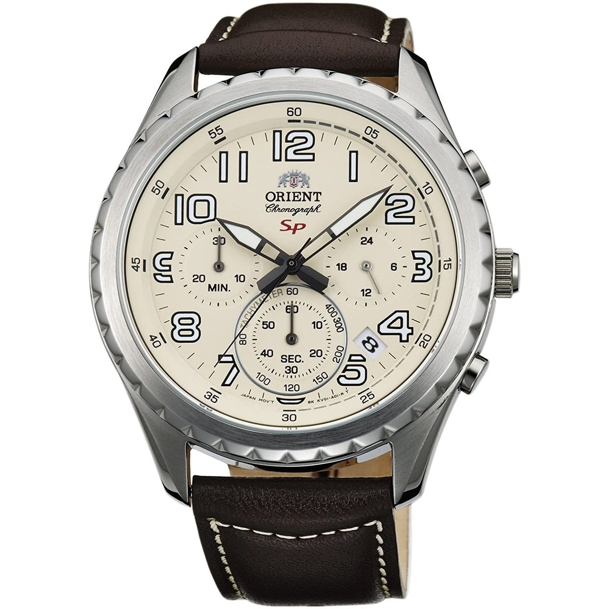 Orient Men's FKV01005Y0 Sports Chronograph Brown Leather Watch