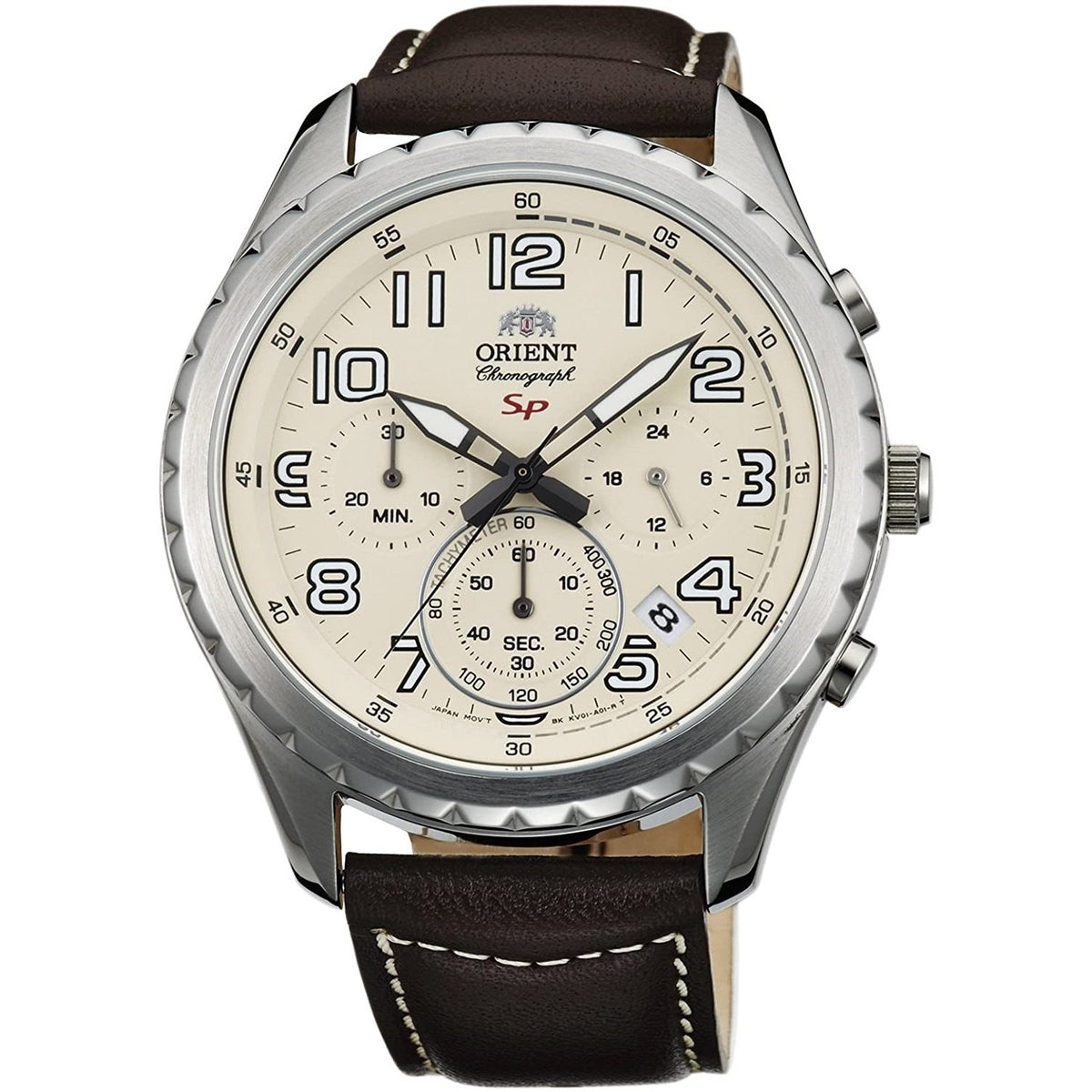 Orient Men&#39;s FKV01005Y0 Sports Chronograph Brown Leather Watch