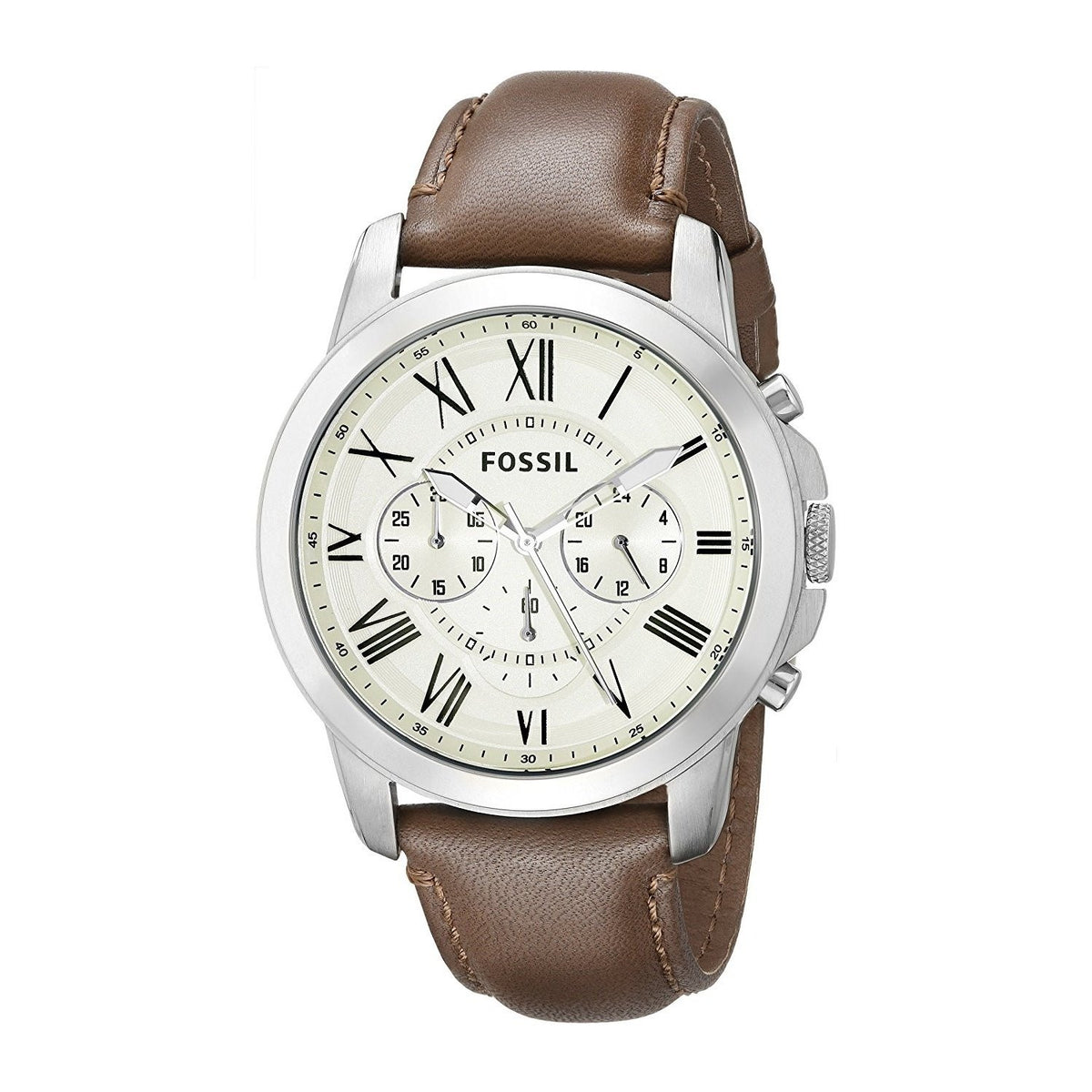 Fossil Men's FS4735 Grant Chronograph Brown Leather Watch