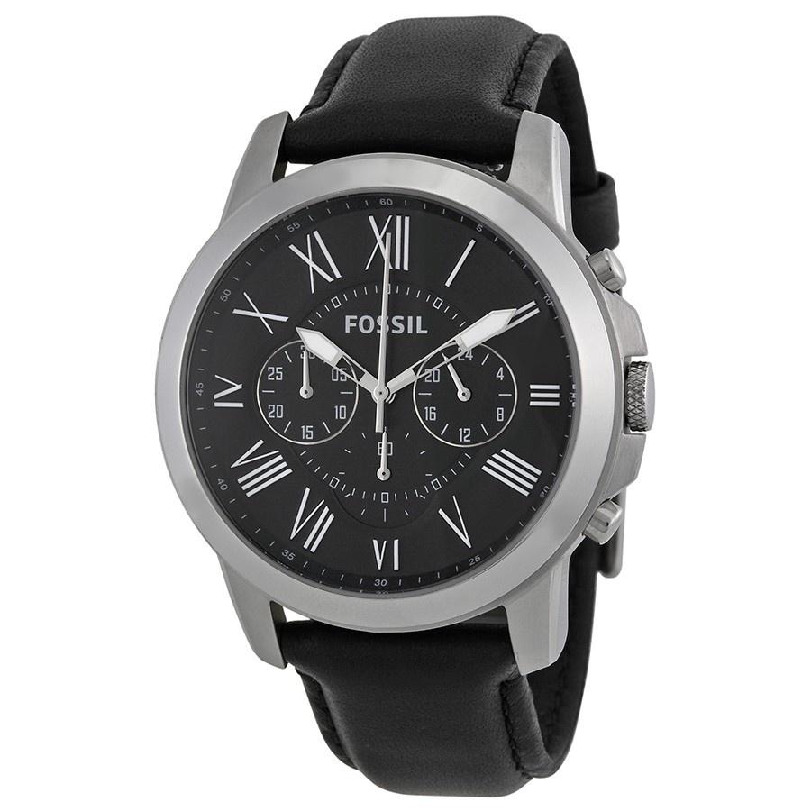 Fossil Men's FS4812 Grant Chronograph Black Leather Watch