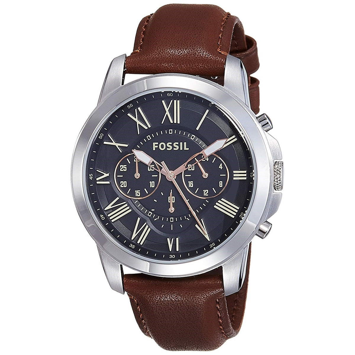 Fossil Men's FS4813 Grant Chronograph Brown Leather Watch