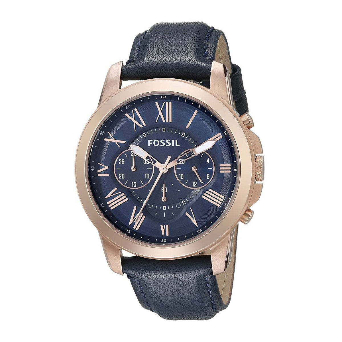 Fossil Men's FS4835 Grant Chronograph Blue Leather Watch