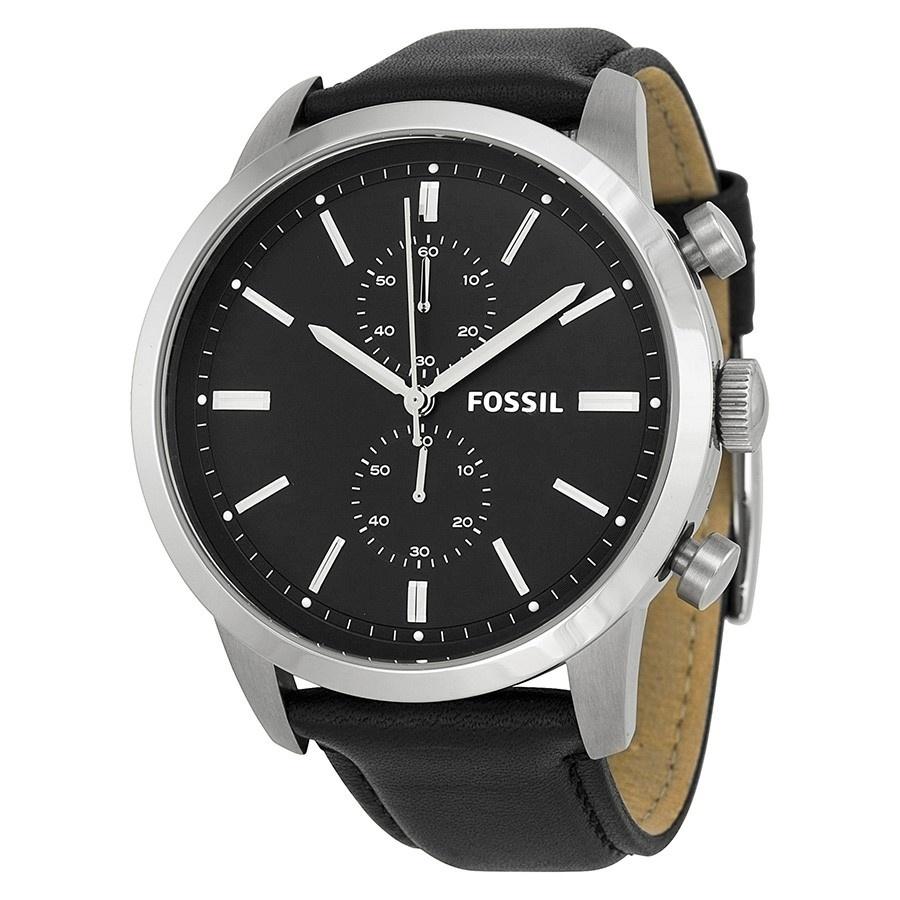 Fossil Men's FS4866 Townsman Chronograph Black Leather Watch