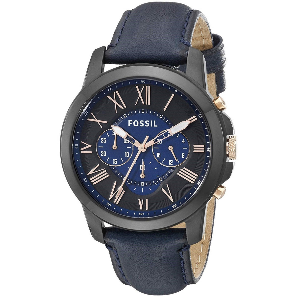 Fossil Men's FS5061 Grant Chronograph Blue Leather Watch