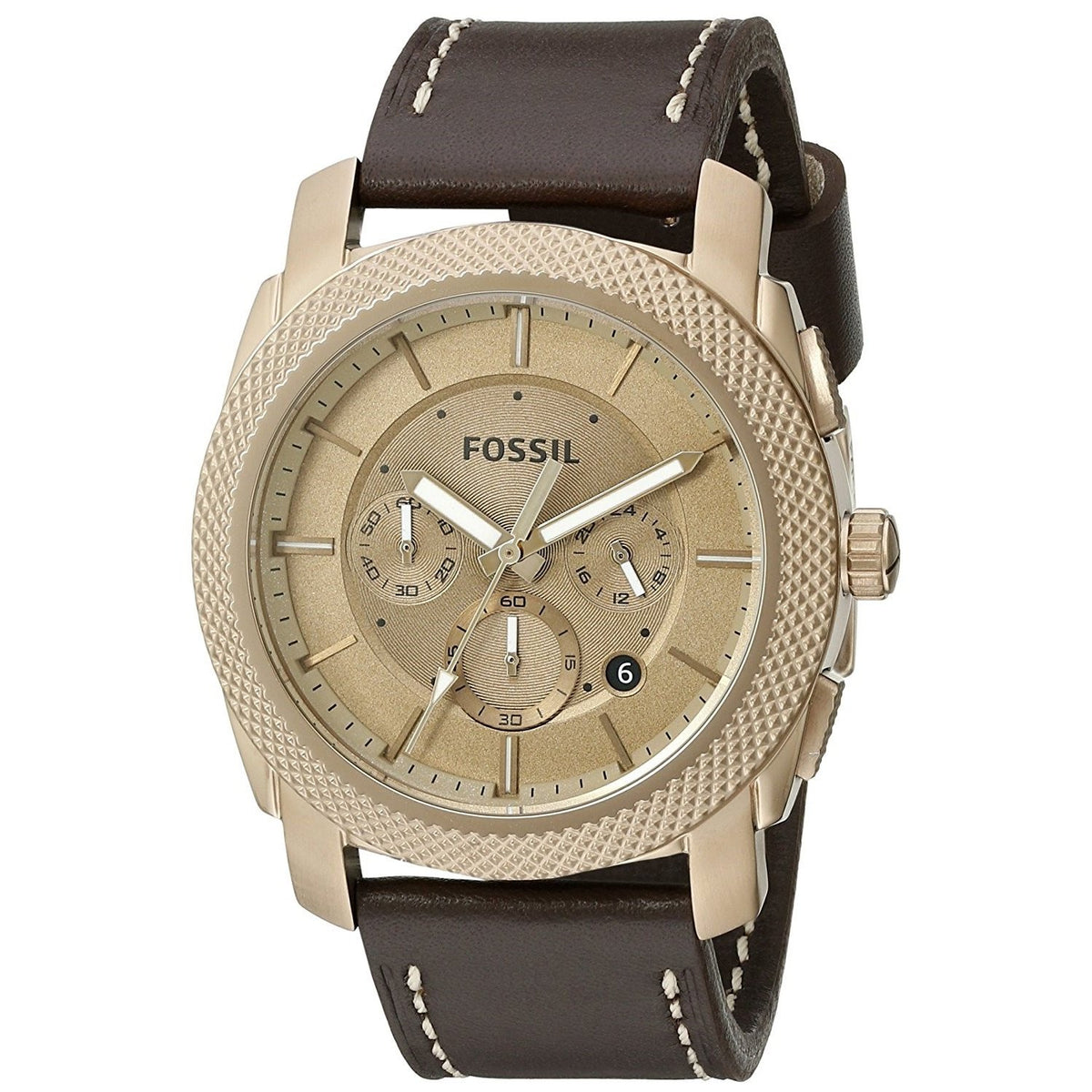 Fossil Men's FS5075 Machine Chronograph Brown Leather Watch