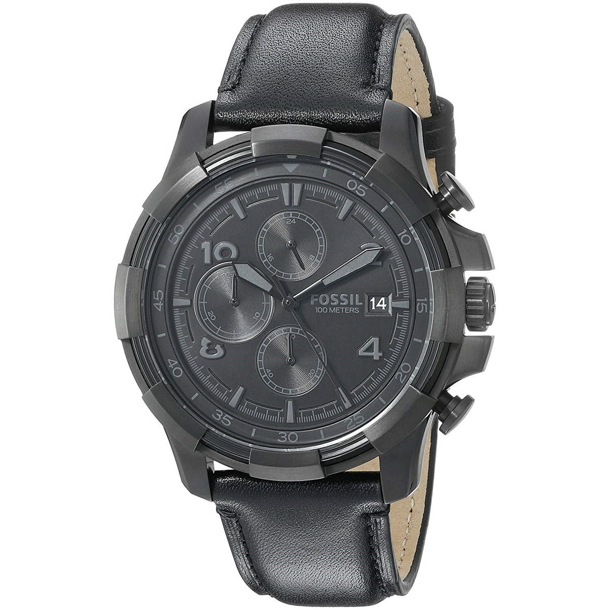 Fossil Men's FS5132 Grant Chronograph Black Leather Watch