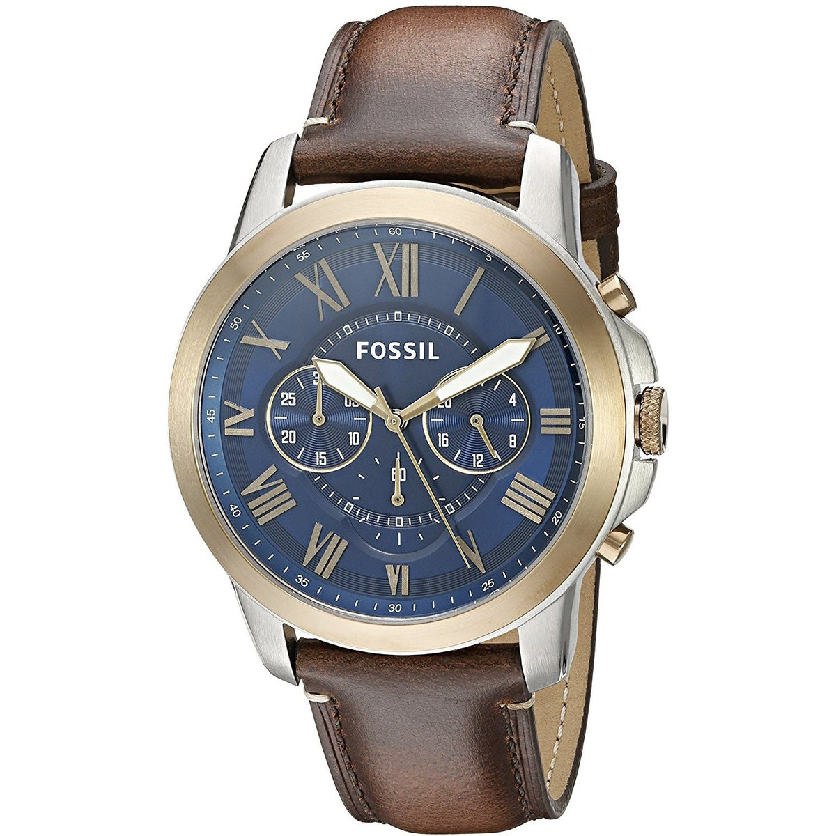 Fossil Men's FS5150 Grant Chronograph Brown Leather Watch