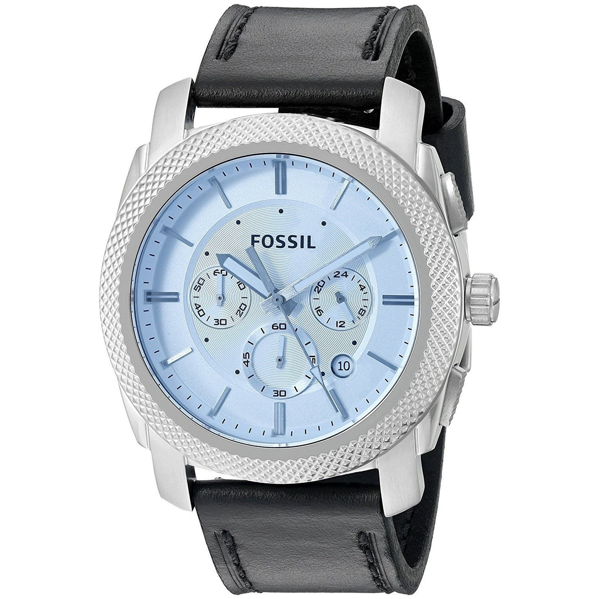 Fossil Men's FS5160 Machine Chronograph Blue Tinted Glass Black Leather Watch