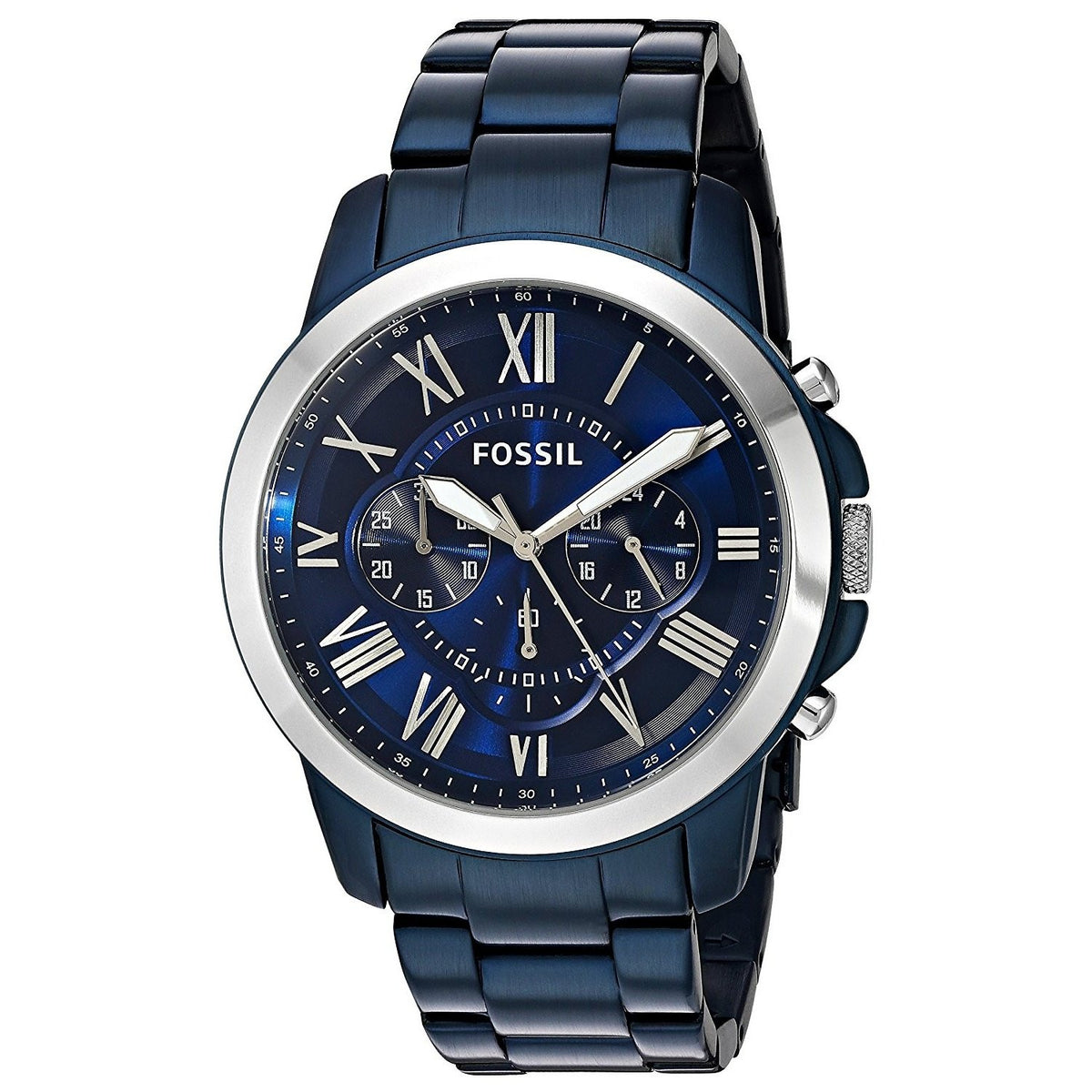 Fossil Men's FS5230 Grant Chronograph Blue Stainless Steel Watch