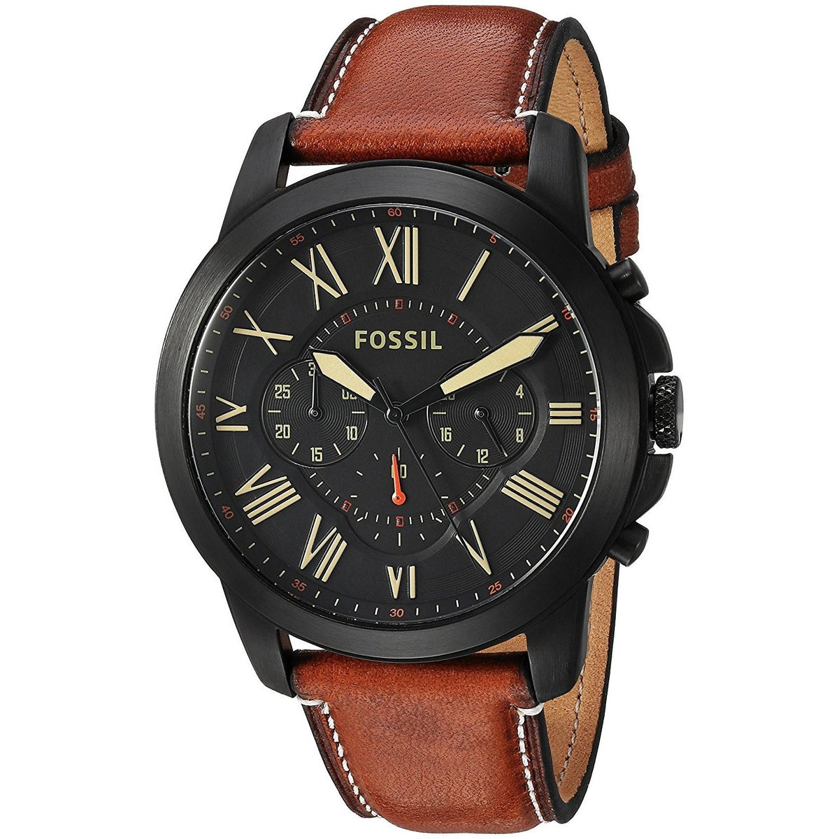 Fossil Men's FS5241 Grant Sport Chronograph Brown Leather Watch