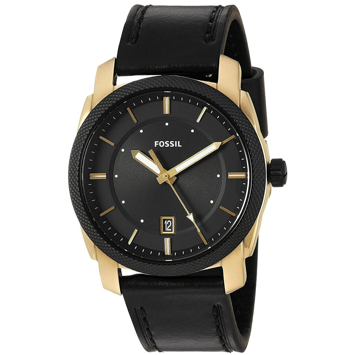 Fossil Men's FS5263 Machine Black Leather Watch