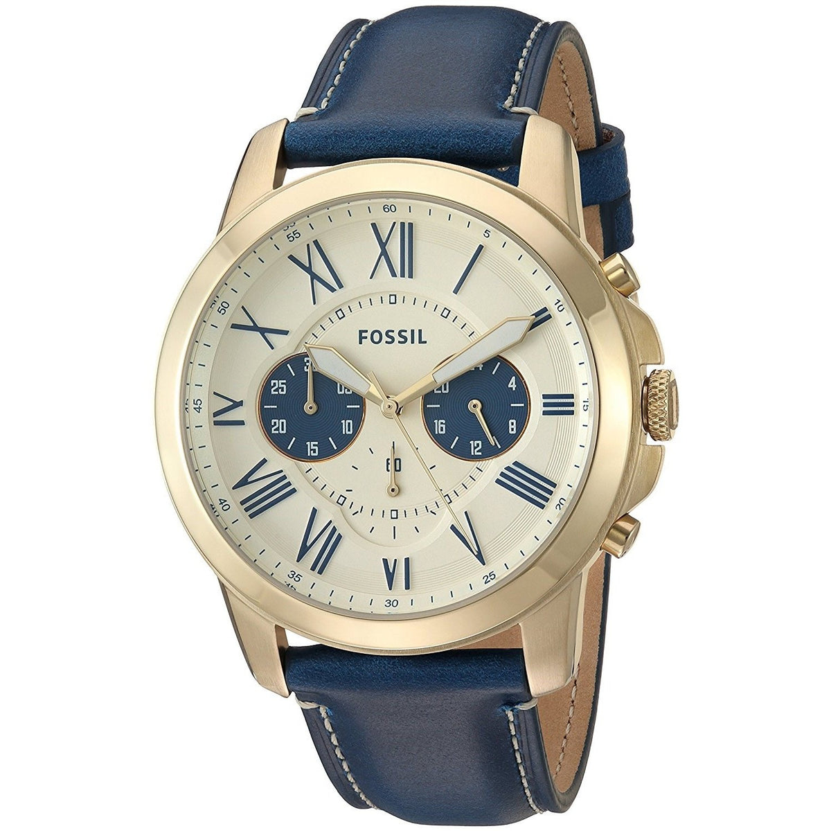 Fossil Men's FS5271 Grant Chronograph Blue Leather Watch