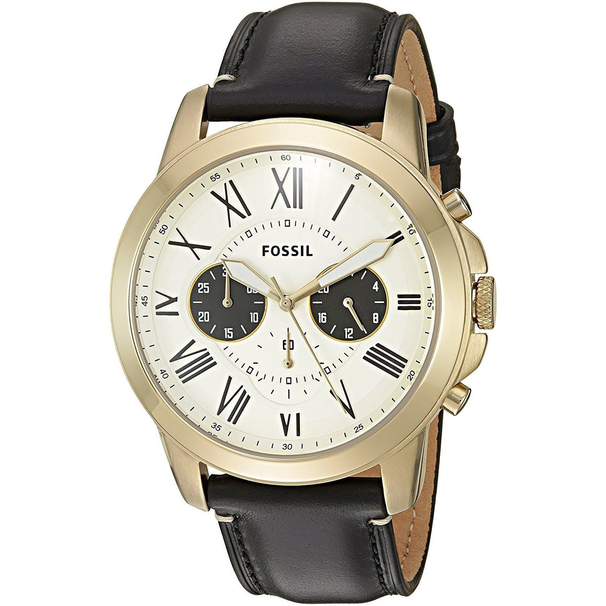 Fossil Men's FS5272 Grant Chronograph Black Leather Watch