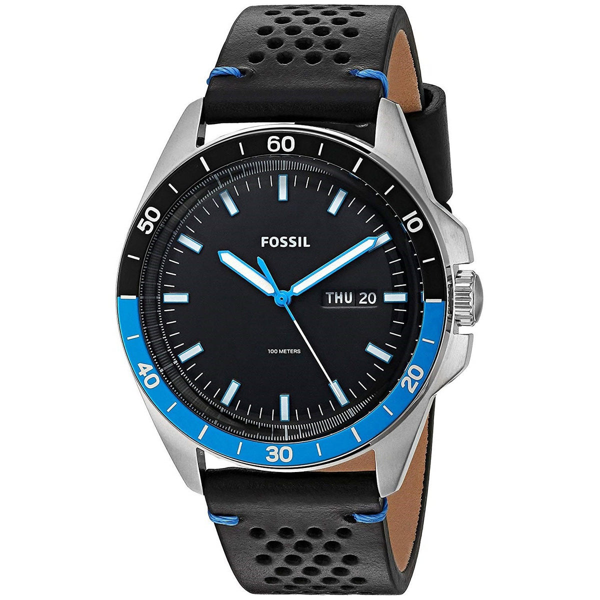 Fossil Men's FS5321 Sport 54 Black Leather Watch