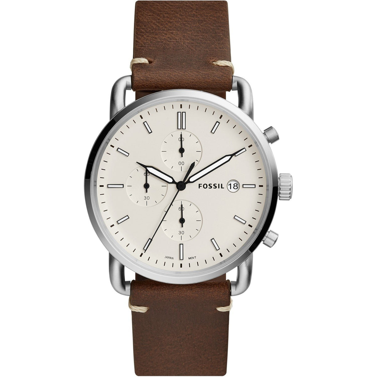 Fossil Men's FS5402 The Commuter Chronograph Brown Leather Watch