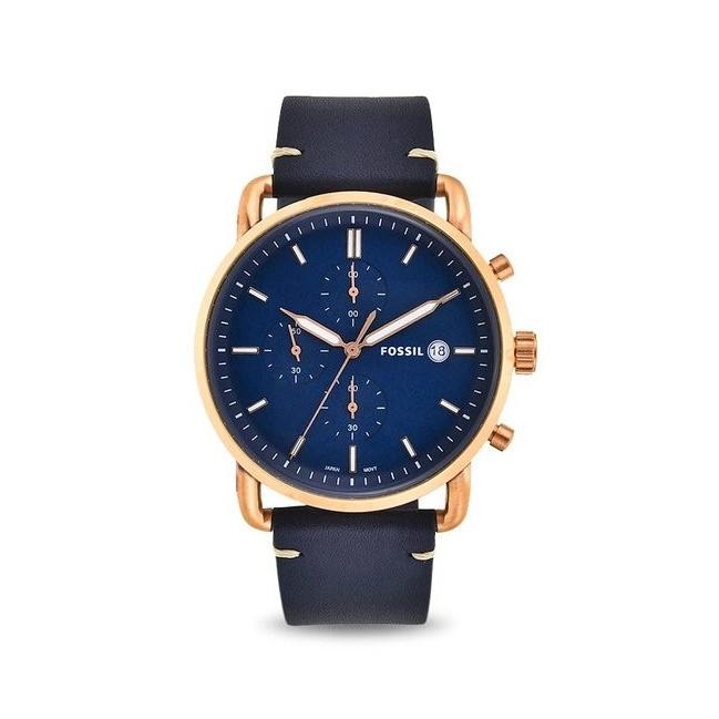 Fossil Men's FS5404 The Commuter Chronograph Blue Leather Watch