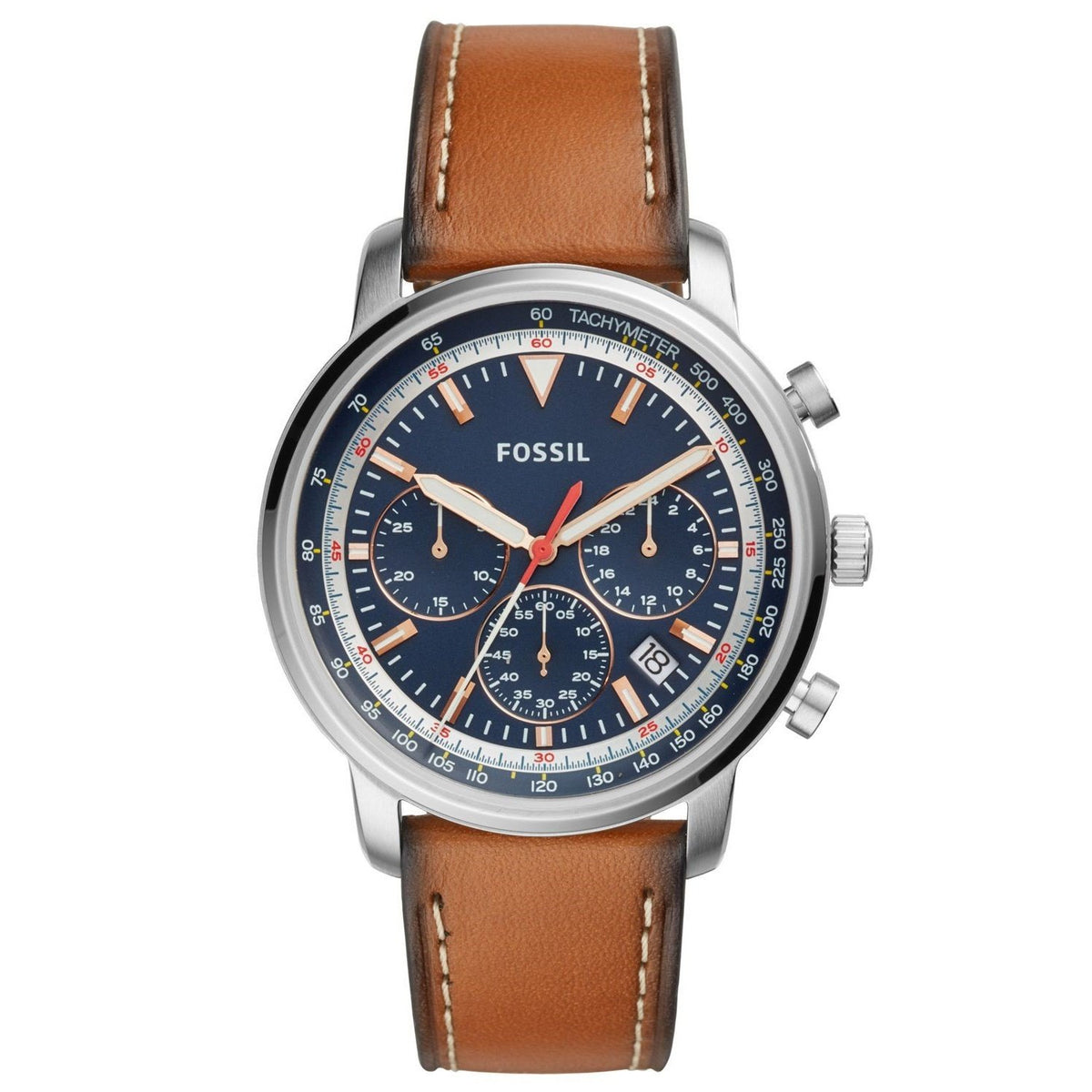 Fossil Men's FS5414 Goodwin Chronograph Brown Leather Watch