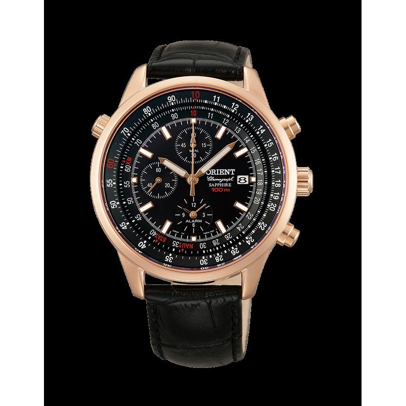 Orient Men&#39;s FTD09004B0 Dyno Chronograph Black Leather Watch