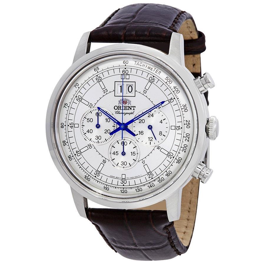 Orient Men's FTV02004W0 Classic Chronograph Brown Leather Watch