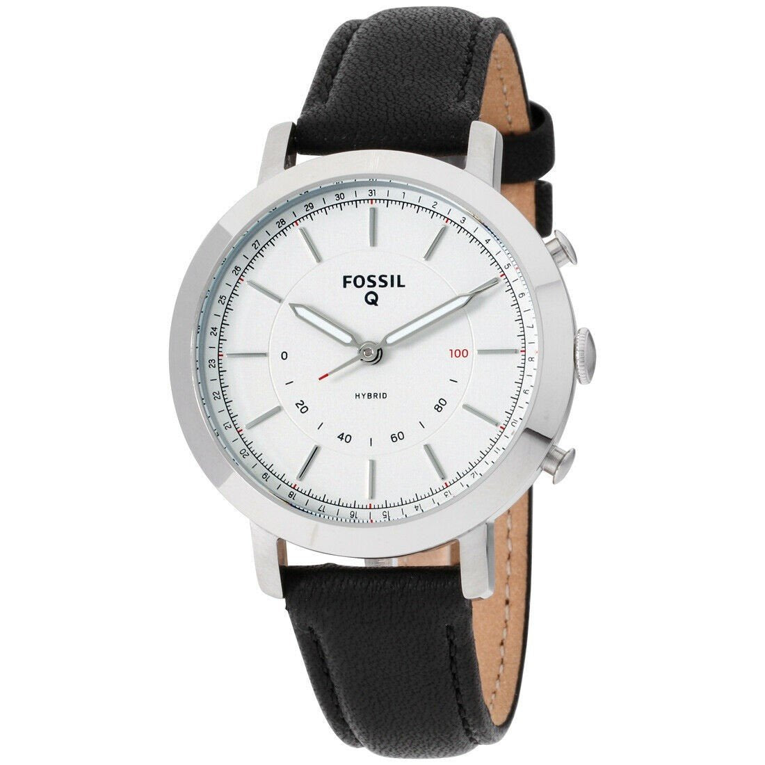 Fossil Women's FTW5008 Q Neely Hybrid Black Leather Watch
