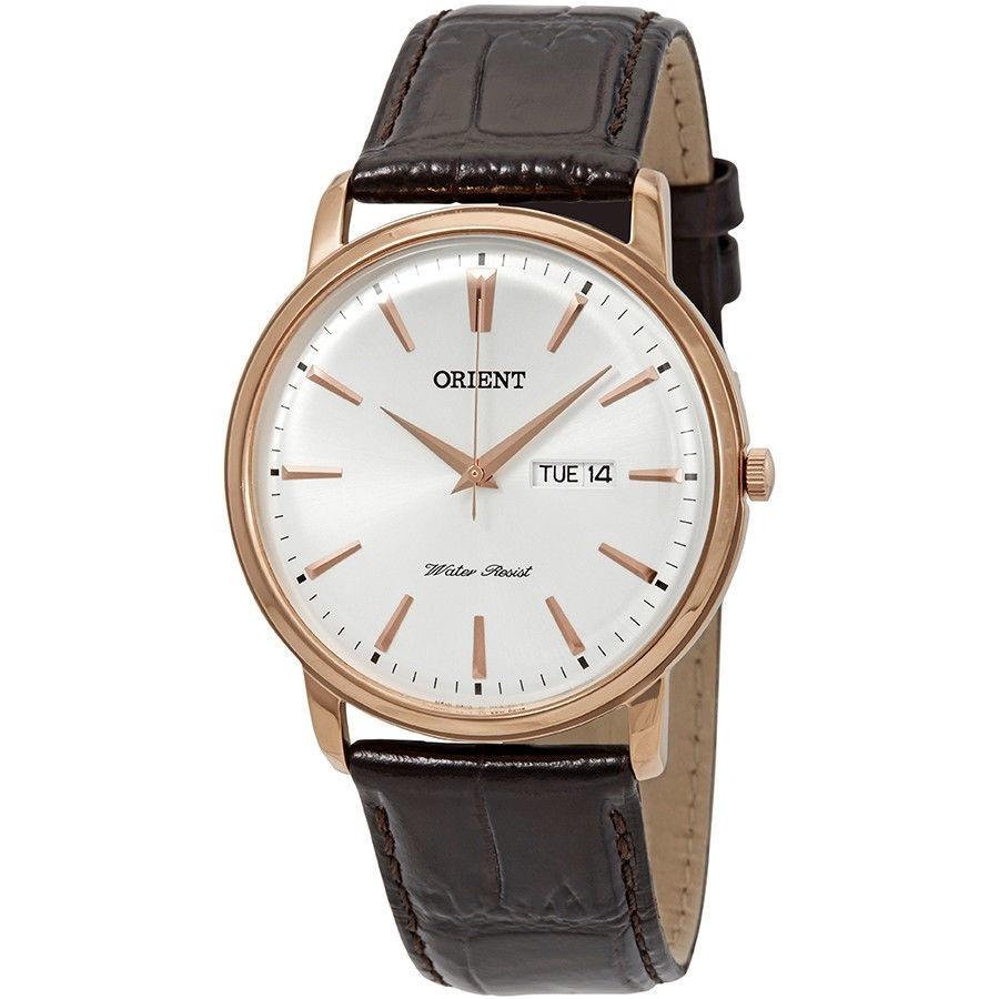 Orient Men&#39;s FUG1R005W6 Capital White Brown Leather Watch