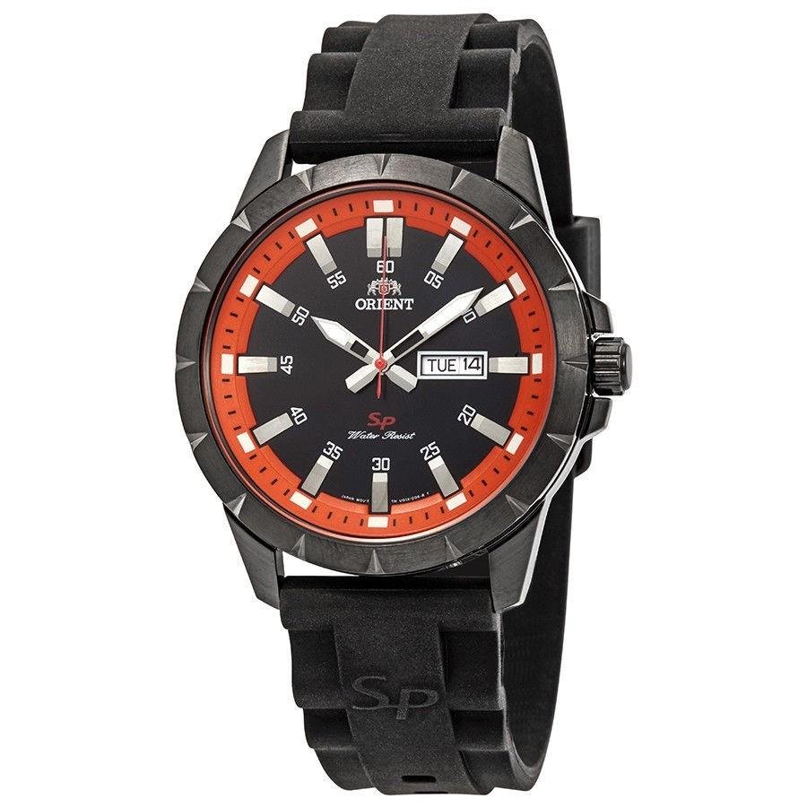 Orient Men&#39;s FUG1X009B9 SP Day Date Black Silicone Watch