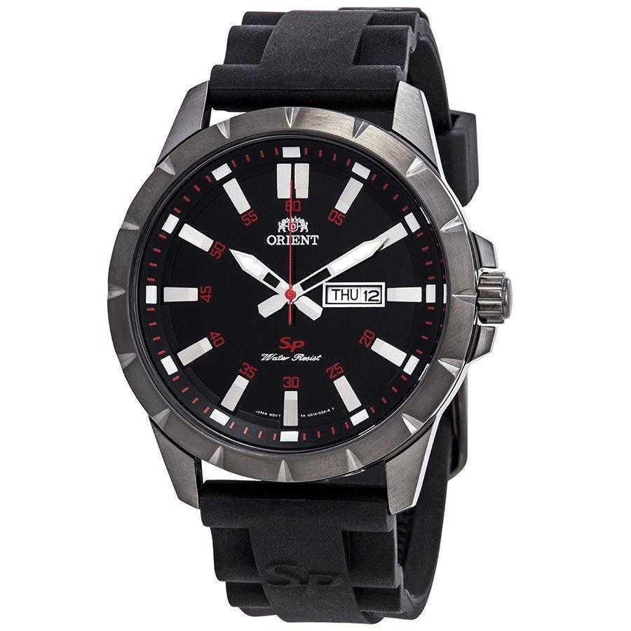 Orient Men&#39;s FUG1X00BB9 SP Day Date Black Stainless Steel Watch