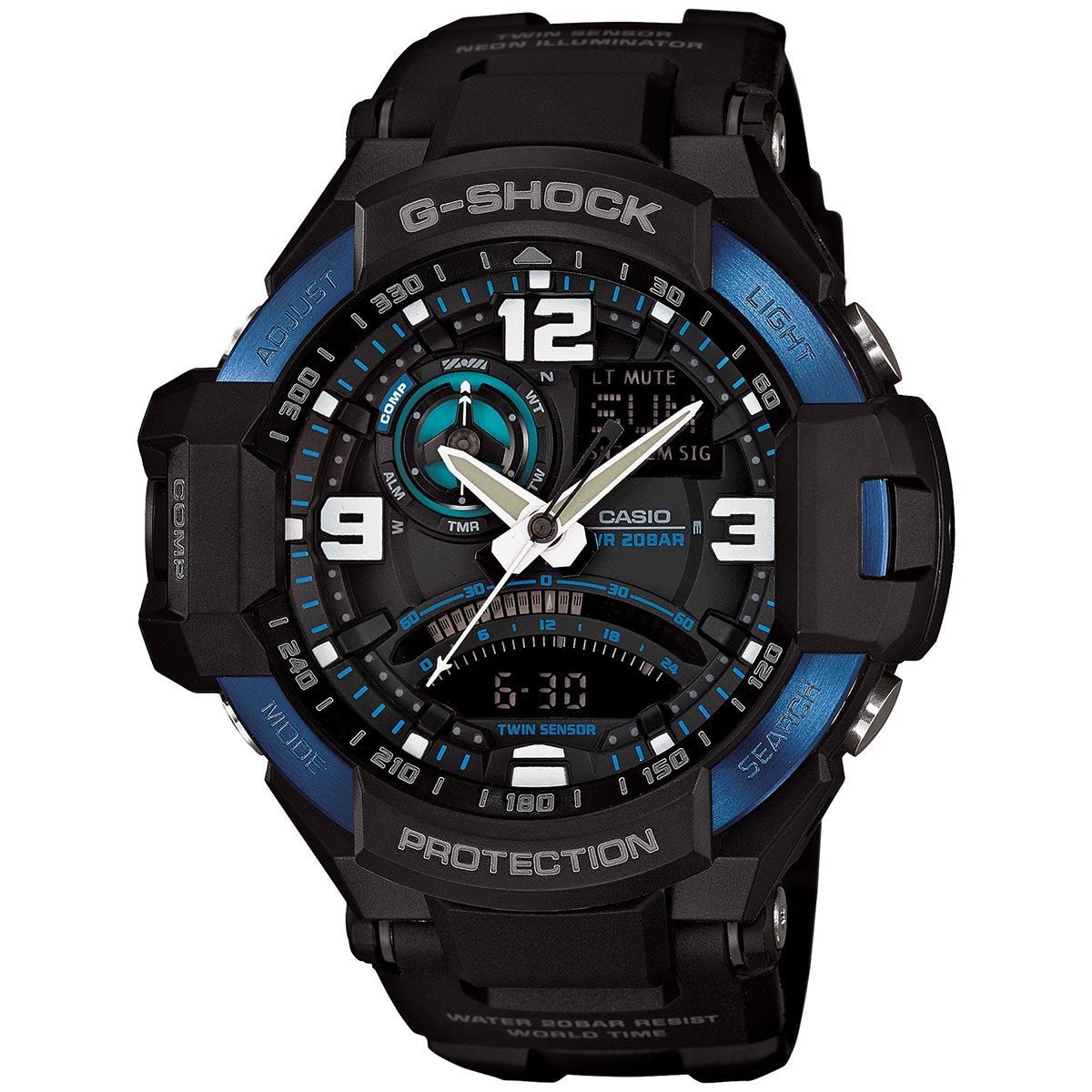 Casio Men&#39;s GA1000-2B G-Shock Gravitymaster Compass Analog-Digital Black Resin Watch