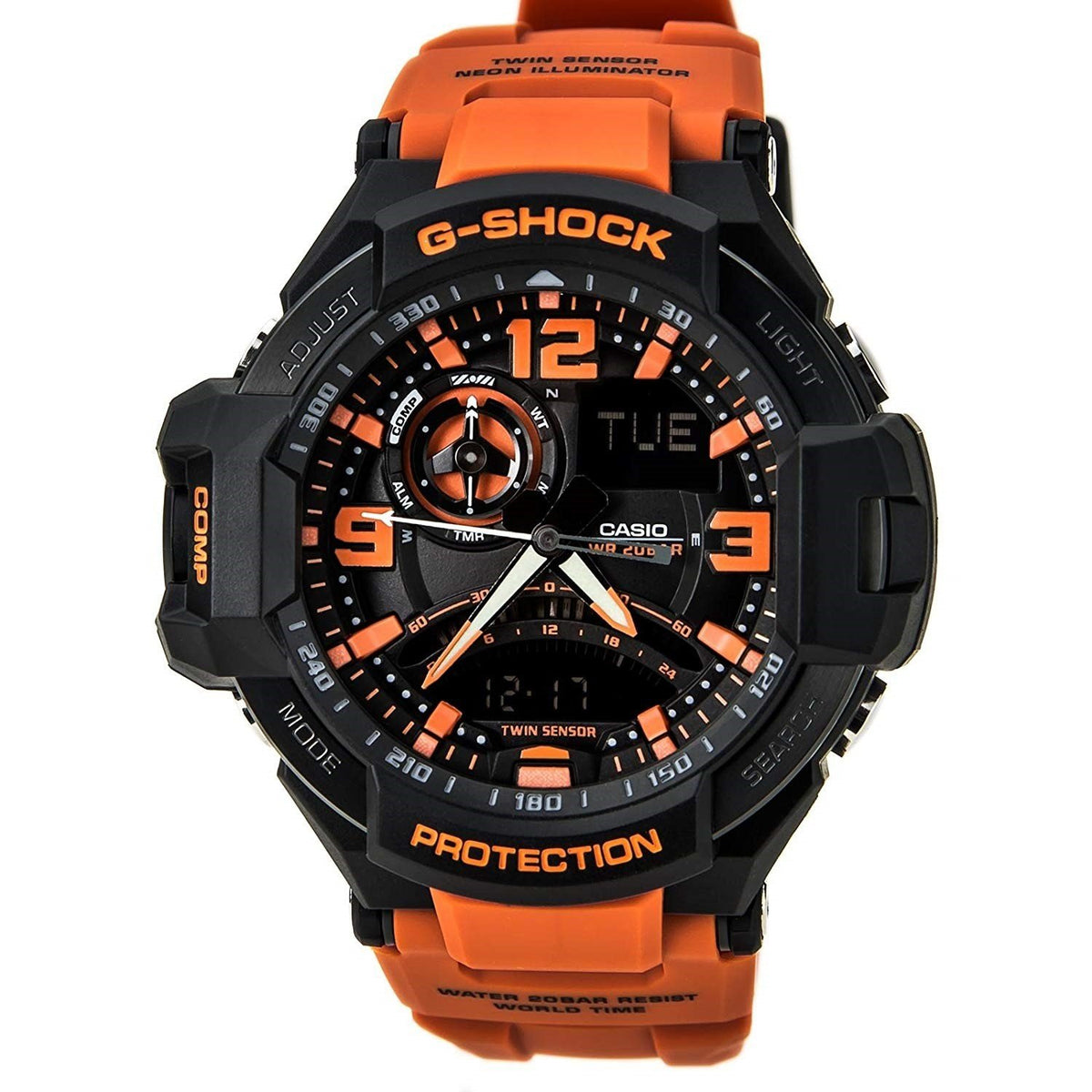 Casio Men&#39;s GA1000-4A G-Shock Analog-Digital Orange Resin Watch