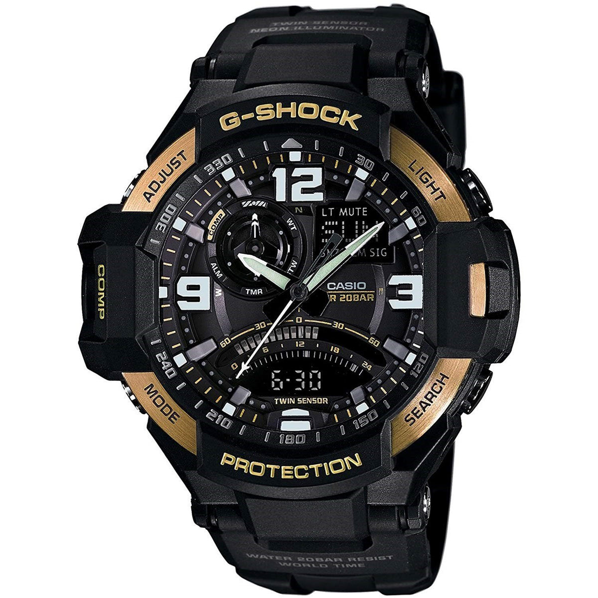 Casio Men&#39;s GA1000-9G G-Shock Gravitymaster Compass Analog-Digital Black Resin Watch