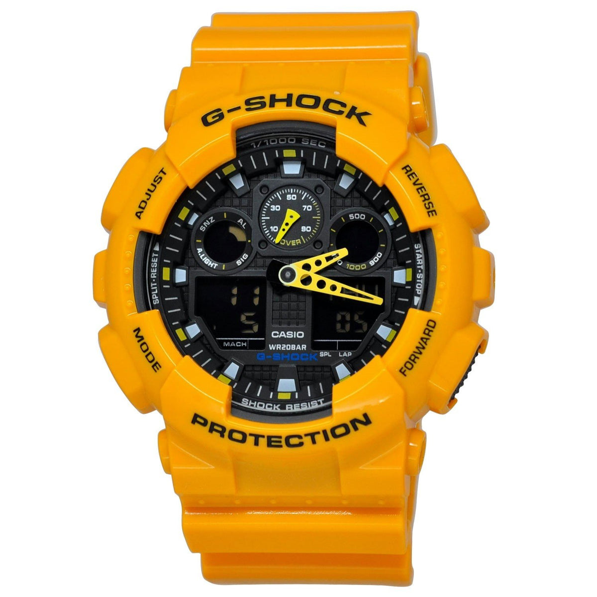 Casio Men's GA100A-9A G-Shock Chronograph Yellow Resin Watch