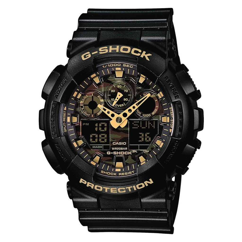 Casio Men&#39;s GA100CF-1A9 G-Shock Analog-Digital Camouflage Black Resin Watch