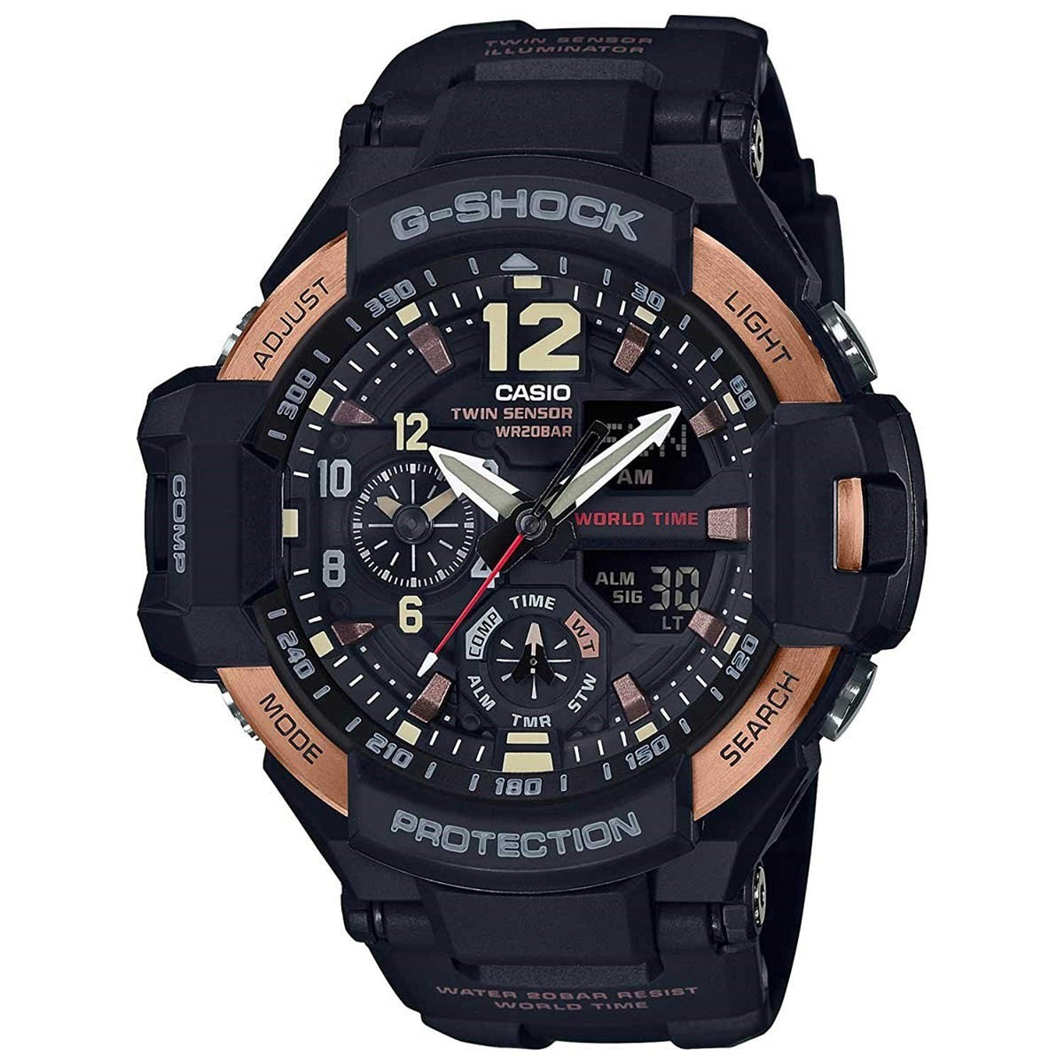Casio Men's GA1100RG-1A G-Shock Analog-Digital Black Resin Watch