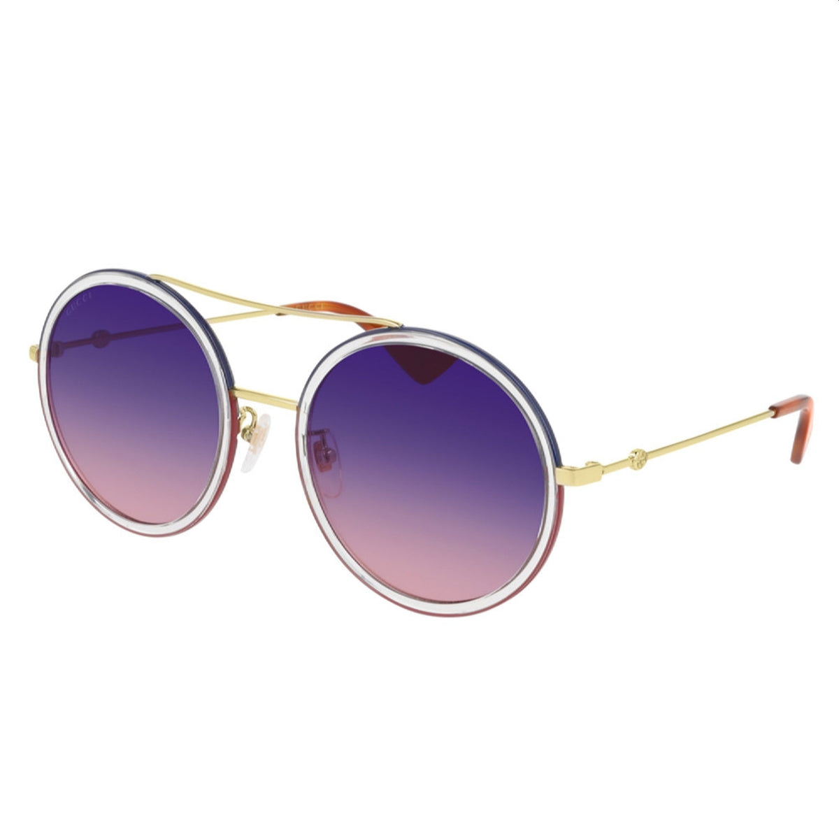 Gucci Women&#39;s Sunglasses Spring Summer 2020 Gold Blue NYLON NYLON Gradient GG0061S 023