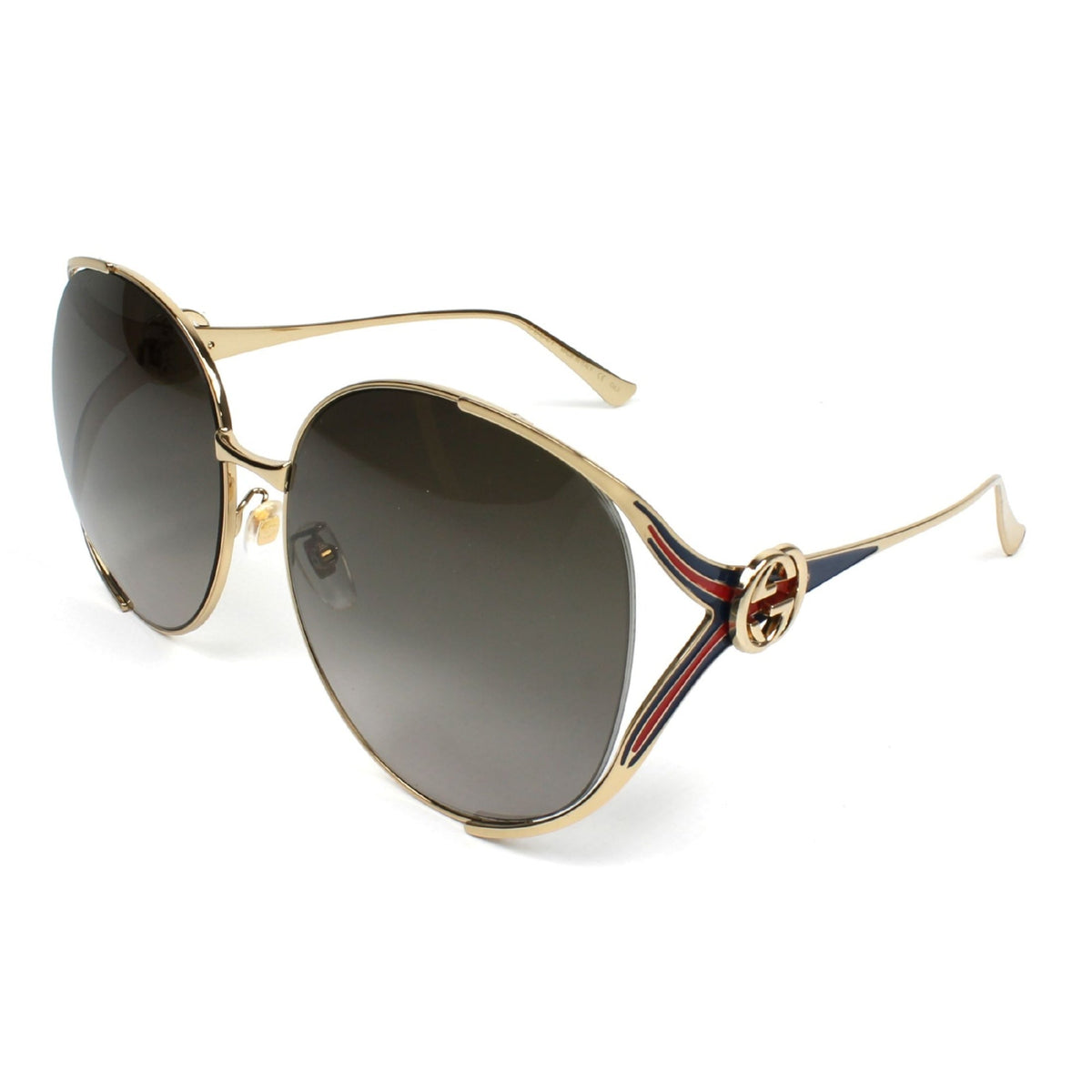 Gucci Women's Sunglasses Fall Winter 2017 Gold Brown Nylon Nylon Gradient GG0225S 002