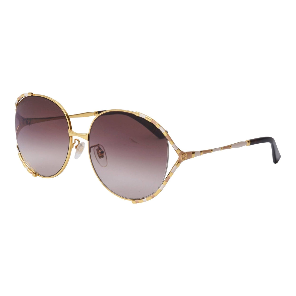Gucci Women&#39;s Sunglasses Fall Winter 2019 Gold Brown Nylon Nylon Gradient GG0595S 004