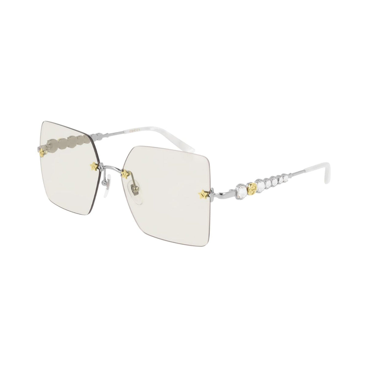 Gucci Women&#39;s Sunglasses Spring Summer 2020 Silver Yellow Nylon Nylon GG0644S 004