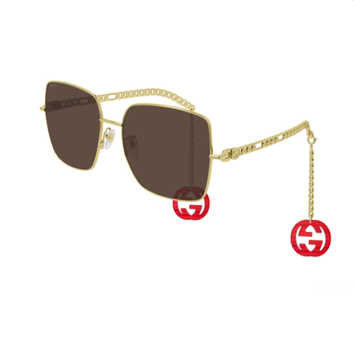 Gucci Women's Sunglasses Spring Summer 2020 Gold Brown Nylon Nylon GG0724S 002