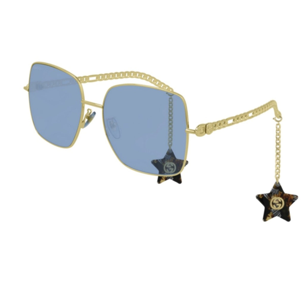 Gucci Women&#39;s Sunglasses Spring Summer 2021 Gold Blue Nylon Nylon GG0724S 004