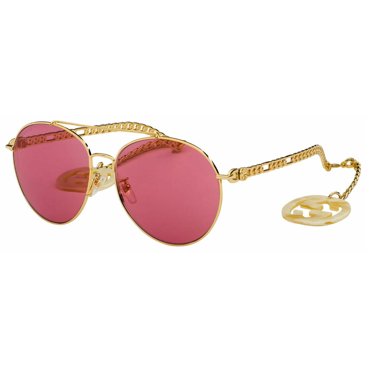 Gucci Women&#39;s Sunglasses Spring Summer 2020 Gold Red Nylon Nylon GG0725S 003
