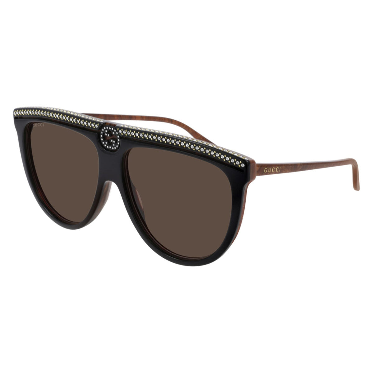 Gucci Women&#39;s Sunglasses Spring Summer 2020 Black Brown CR 39 CR 39 GG0732S 005