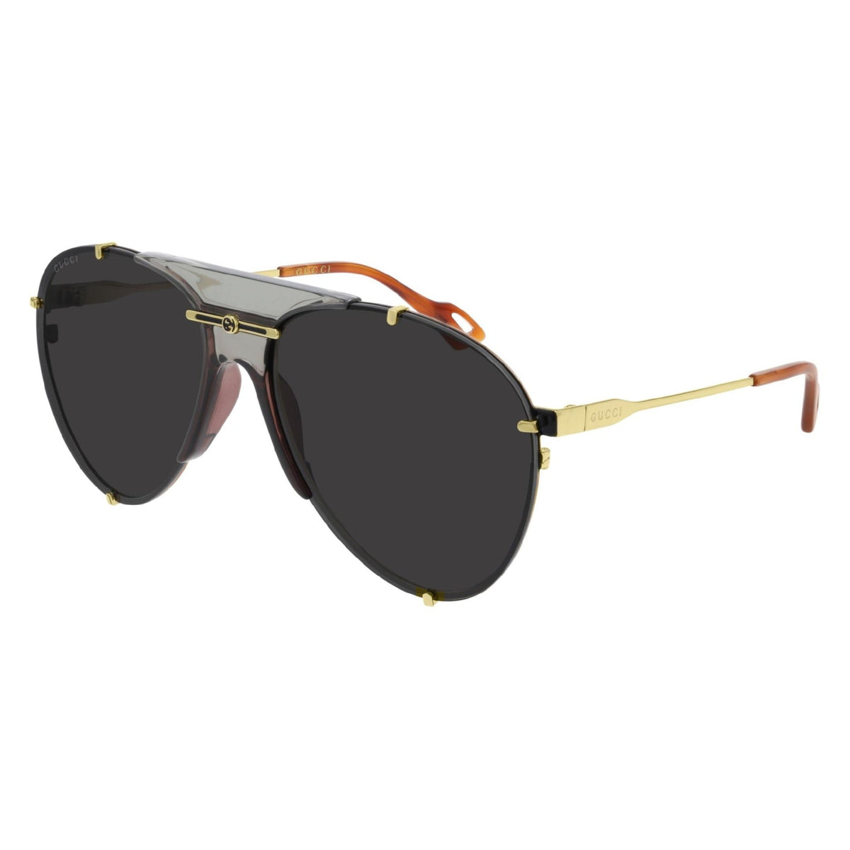 Gucci Unisex Sunglasses Spring Summer 2020 Gold Grey Nylon Nylon GG0740S 001