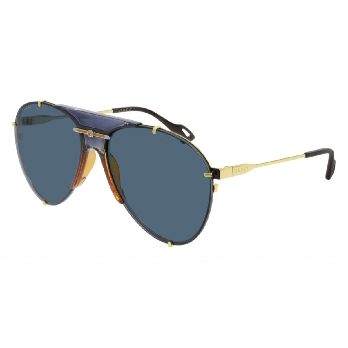 Gucci Unisex Sunglasses Spring Summer 2020 Gold Blue Nylon Nylon GG0740S 002