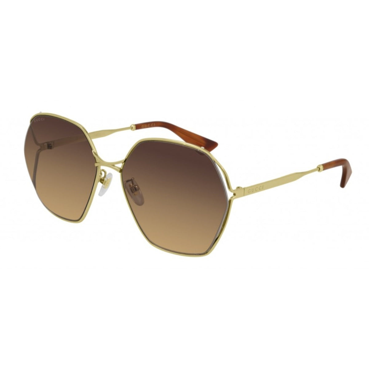 Gucci Women&#39;s Sunglasses Fall Winter 2020 Gold Brown Nylon Nylon GG0818SA 002